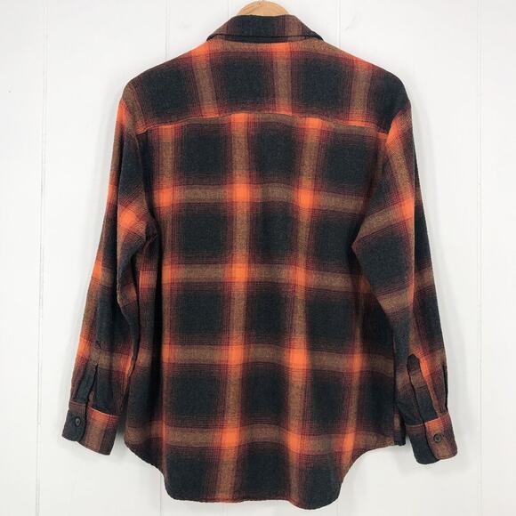 Old Navy Boyfriend Shirt Flannel Swiftie Evermore Size Medium Orange Black Plaid - Picture 4 of 16
